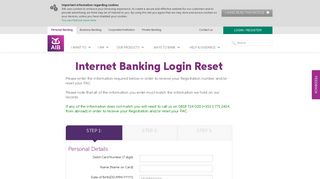 
                            4. Internet Banking Login Reset - AIB