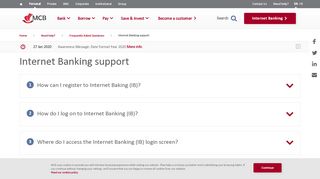 
                            12. Internet Banking support - MCB
