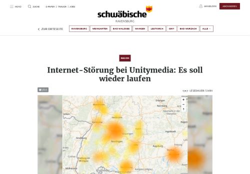 
                            11. Internet bei Unitymedia in Baden-Württemberg großflächig ausgefallen