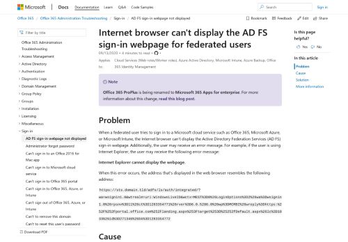 
                            4. Internet browser can't display the AD FS webpage when a federated ...