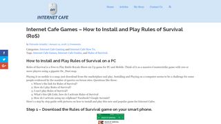 
                            9. Internet Cafe Games - How to Play Rules of Survival on Your Computer