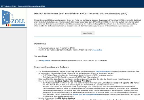 
                            7. Internet-EMCS-Anwendung (IEA) - Zoll