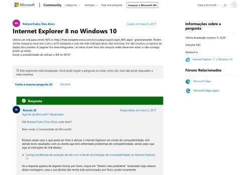 
                            10. Internet Explorer 8 no Windows 10 - Microsoft Community
