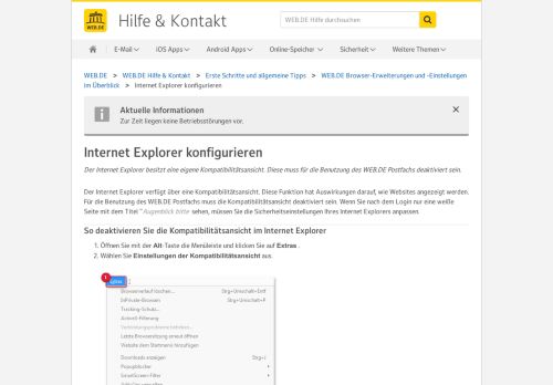 
                            1. Internet Explorer konfigurieren - WEB.DE Hilfe