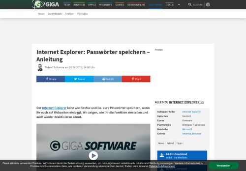 
                            8. Internet Explorer: Passwörter speichern – Anleitung – GIGA