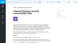 
                            11. Internet Explorer security vulnerability FAQs - AOL Help