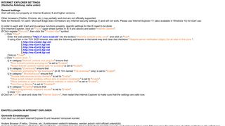 
                            5. INTERNET EXPLORER SETTINGS (Deutsche Anleitung, siehe ...