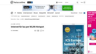 
                            11. Internet für lau per WLAN-Hotspot | heise online