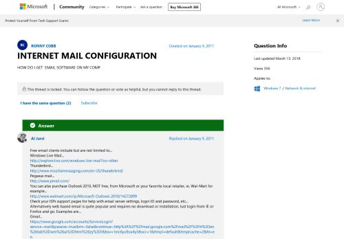 
                            11. INTERNET MAIL CONFIGURATION - Microsoft Community