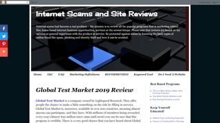 
                            10. Internet Scams and Site Reviews: Global Test Market 2018 Review