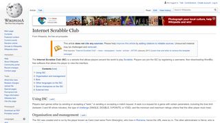 
                            6. Internet Scrabble Club - Wikipedia