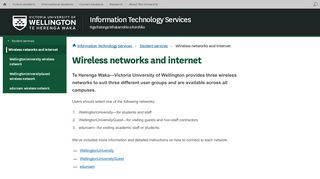 
                            2. Internet & Wireless Access - Victoria University of Wellington