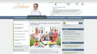 
                            11. Internetauftritt der Klinik Herzoghöhe Bayreuth - Ernährungsberatung ...