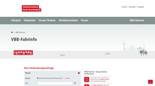 
                            8. Internetseite des Verkehrsverbundes Berlin ... - VBB Fahrinfo