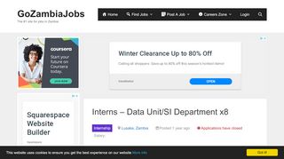 
                            12. Interns – Data Unit/SI Department x8 - Go Zambia Jobs