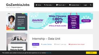 
                            11. Internship - Data Unit - Go Zambia Jobs