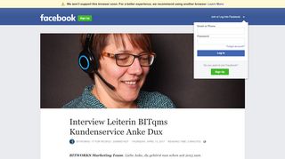 
                            13. Interview Leiterin BITqms Kundenservice Anke Dux - Facebook