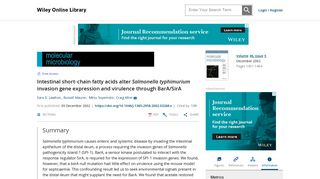 
                            6. Intestinal short‐chain fatty acids alter Salmonella typhimurium ...
