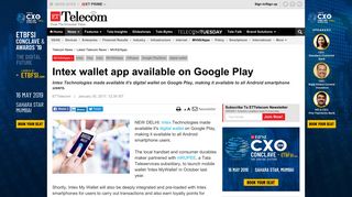 
                            12. Intex: Intex wallet app available on Google Play, Telecom News, ET ...