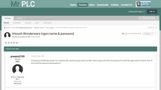
                            12. Intouch Wonderware logon name & password - General Topics - The ...