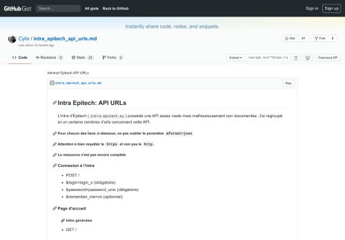 
                            12. Intranet Epitech API URLs · GitHub