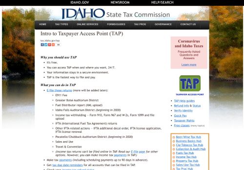 
                            10. Intro to Taxpayer Access Point (TAP) - Idaho State Tax Commission