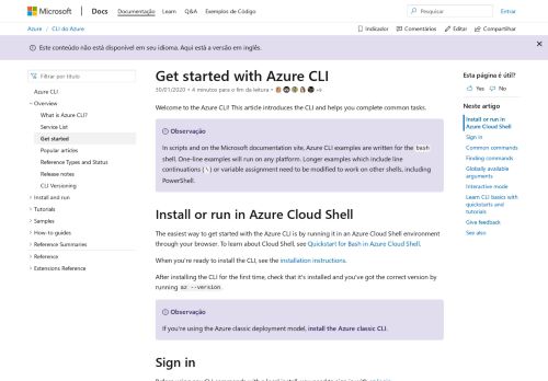 
                            7. Introdução à CLI do Azure | Microsoft Docs