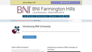 
                            8. Introducing BNI University - BNI Farmington Hills