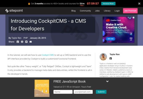 
                            5. Introducing CockpitCMS - a CMS for Developers — SitePoint