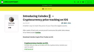 
                            3. Introducing Coindex   — Cryptocurrency price tracking on iOS