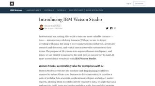 
                            7. Introducing IBM Watson Studio – IBM Watson – Medium