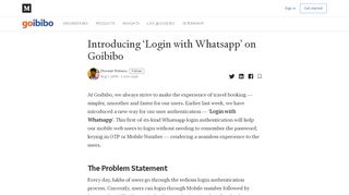 
                            2. Introducing 'Login with Whatsapp' on Goibibo – Backstage