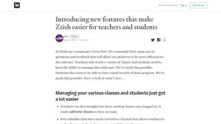 
                            7. Introducing new features that make Zzish easier for teachers and ...