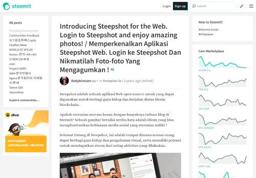 
                            3. Introducing Steepshot for the Web. Login to Steepshot and ... - Steemit