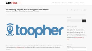 
                            1. Introducing Toopher and Duo Support for LastPass - The LastPass Blog