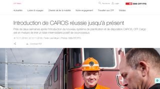 
                            2. Introduction de CAROS réussie jusqu'à présent | SBB News