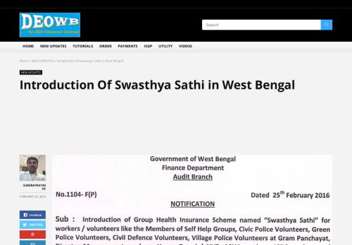 
                            13. Introduction Of Swasthya Sathi in West Bengal — DEO West Bengal