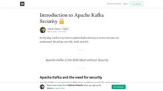 
                            10. Introduction to Apache Kafka Security – Stéphane Maarek – Medium