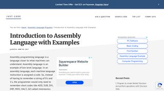 
                            9. Introduction to Assembly Language with Examples - Code Snippets