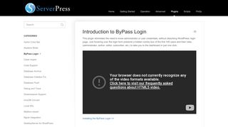
                            10. Introduction to ByPass Login - ServerPress Knowledge Base