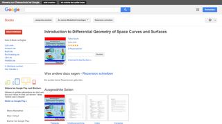 
                            9. Introduction to Differential Geometry of Space Curves and Surfaces - Google Books-Ergebnisseite