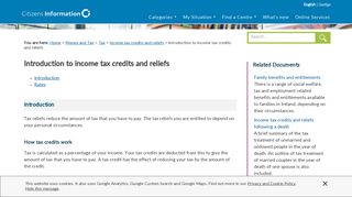 
                            6. Introduction to income tax credits and reliefs - Citizens Information