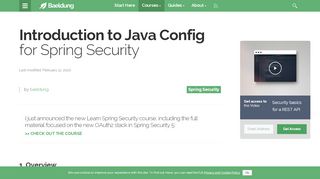 
                            12. Introduction to Java Config for Spring Security | Baeldung