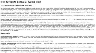 
                            9. Introduction to LaTeX: 2. Typing Math