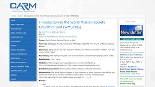 
                            12. Introduction to the World Mission Society Church of God ... - CARM.org