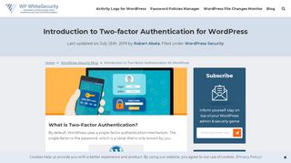 
                            10. Introduction to Two-Factor Authentication for WordPress