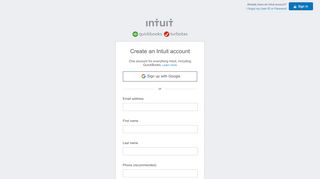 
                            1. Intuit Accounts - Sign Up