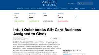 
                            6. Intuit Quickbooks Gift Card Business Assigned to Givex | Markets Insider