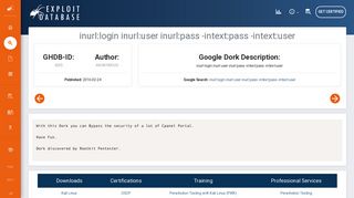 
                            8. inurl:login inurl:user inurl:pass -intext:pass -intext ... - Exploit Database