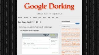 
                            3. inurl:meshcms/admin/login.jsp & intitle:login | Google Dorking